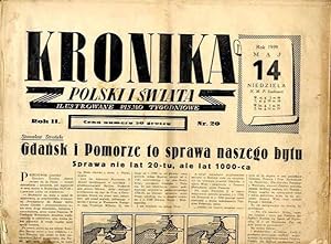 Seller image for Kronika Polski i Swiata. Ilustrowane pismo tygodniowe. R.2 (1939). Nr 20 (14 maja 1939) for sale by POLIART Beata Kalke