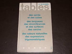 Image du vendeur pour Tables des carrs et des cubes - Tables des longueurs des circonfrences et des surfaces des cercles - Tables des valeurs naturelles des expressions trigonomtriques mis en vente par Hairion Thibault