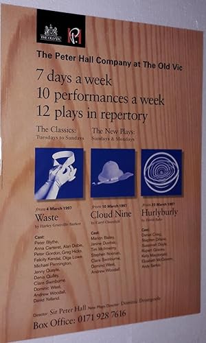 Bild des Verkufers fr Original Vintage Theatre Poster From The Old Vic Theatre, Waterloo Road, London Advertising | The Peter Hall Company at The Old Vic | 7 Days a Week, 10 Performances a Week, 12 Plays in Repertory zum Verkauf von Little Stour Books PBFA Member