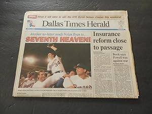 Dallas Times Herald May 2 1991 Nolan Ryan Pitches 7th No Hitter