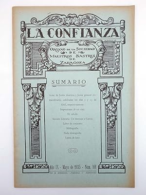 REVISTA BOLETÍN DE LA CONFIANZA 101. LA SOCIEDAD DE MAESTROS SASTRES DE ZARAGOZA (Vvaa) 1935
