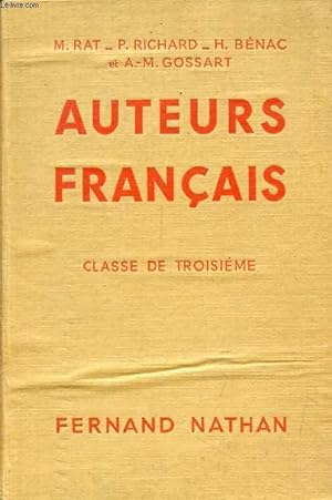 Seller image for AUTEURS FRANCAIS, CLASSE DE 3e for sale by Le-Livre