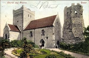 Bild des Verkäufers für Ansichtskarte / Postkarte Dover South East, Church and Pharos, Dover Castle, Schloss, Kirche und Turm zum Verkauf von akpool GmbH