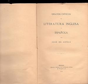 Bild des Verkufers fr ENSAYOS CRITICOS DE LITERATURA ESPAOLA zum Verkauf von Libreria 7 Soles