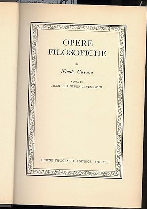 Imagen del vendedor de OPERE FILOSOFICHE a la venta por Invito alla Lettura