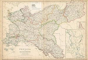 Prussia and Mecklenburg. Landkarte der Provinzen von Preußen mit Mecklenburg und Ostpreussen. Gre...