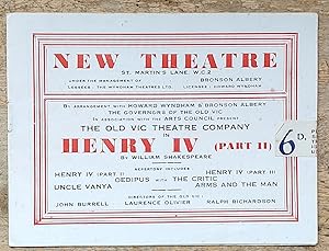 Image du vendeur pour Henry IV (Part 2) theatre programme 1945 mis en vente par Shore Books