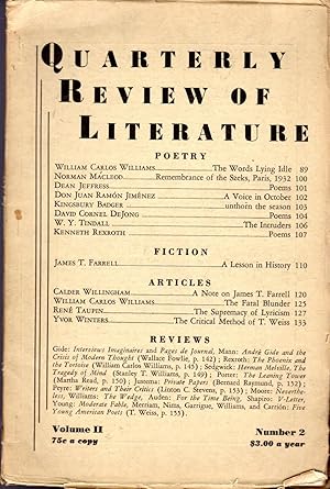 Image du vendeur pour Quarterly Review of literature: Volume II, No. 2: mis en vente par Dorley House Books, Inc.