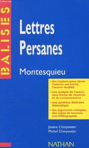 Image du vendeur pour LETTRES PERSANES, MONTESQUIEU (BALISES) mis en vente par Le-Livre