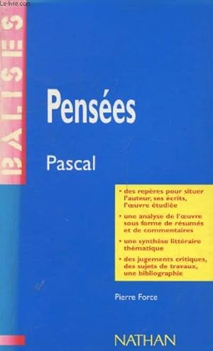 Image du vendeur pour PENSEES, PASCAL (BALISES) mis en vente par Le-Livre