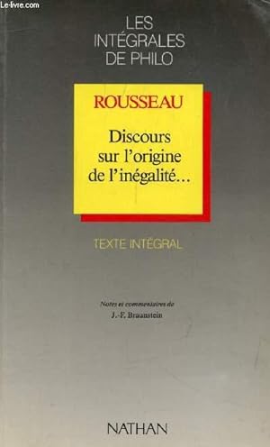 Image du vendeur pour ROUSSEAU, DISCOURS SUR L'ORIGINE DE L'INEGALITE. mis en vente par Le-Livre