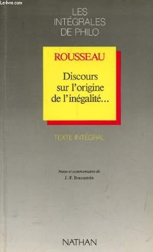 Image du vendeur pour ROUSSEAU, DISCOURS SUR L'ORIGINE DE L'INEGALITE. mis en vente par Le-Livre