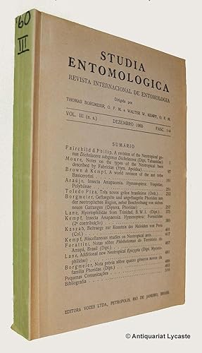 Image du vendeur pour Studia Entomologica. Revista International de Entomologia. Vol. III (n. s.). mis en vente par Antiquariat Lycaste