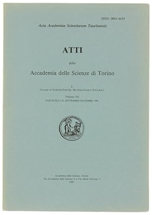 ATTI DELLA ACCADEMIA DELLE SCIENZE DI TORINO - I. Classe di Scienze Fisiche, Matematiche e Natura...