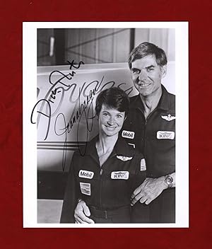 Jeana Yeager and Dick Rutan Signed Photo, August 1989, in Front of the Rutan Voyager. Aerospace C...