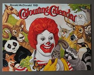 RONALD McDONALD 1981 COLOURING CALENDAR. (McDonald's Restaurant Promotional collectible) Animal F...