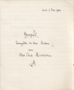 Image du vendeur pour Eigenh. Manuskriptentwurf Genesius mit Namenszug. mis en vente par Antiquariat Halkyone