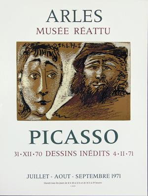 Plakat - Picasso Musée Réattu Arles, Dessins inédits 1971. Lithographie .