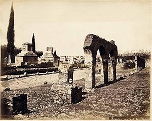 Rare Pompei Rue des Tombeaux Large vintage original albumen photo 1860c Bernoud