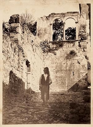 Photograph Crupi or Von Gloeden Rare Taormina Sicily Old man vintage albumen ph. 1890c Xl34