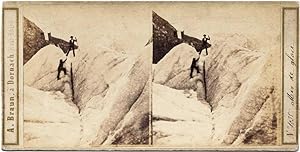 Rare Photograph Adolph Braun Mountain Alps Lot of three stereoscopic cards 1860c Stereoview