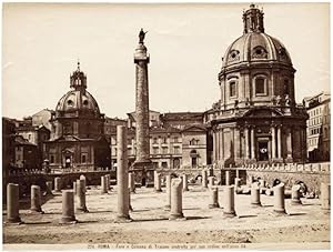 Rome Forum and Traian column Large vintage albumen photo 1870c Excellent