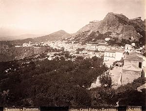 Photograph Taormina Sicily Panorama Large albumen photo Crupi friend of Von Gloeden 1890c