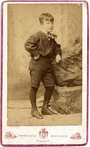 Rare Nice Carte de visite Florence portrait of a boy 1870c Montabone Firenze