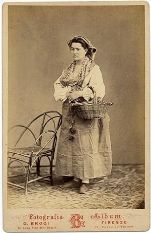 G. Brogi Cabinet Florence Costumes A young Florentine woman Albumen photo 1880c