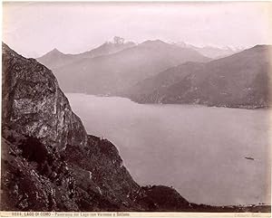 Panorama du lac de Côme Varenna Vintage photo albuminé vers 1890 George Sommer