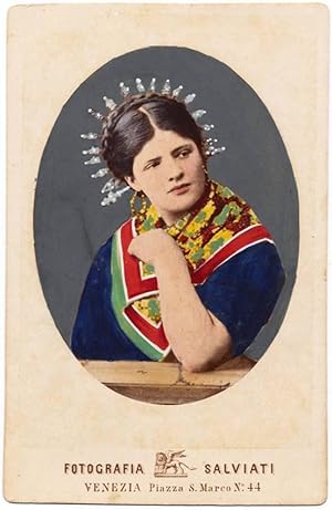 Cabinet Milan Lombardia Handcolored Italian Costume Young woman 1880c Ethnic
