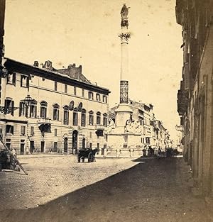 Rome Piazza di Spagna Early Italian Stereoview Roma Stereo card 1858-60c S79