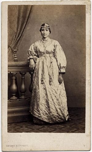 Very rare Carte de visite Arab woman Harem costume 1870c Desiré & cie Egypt Caire