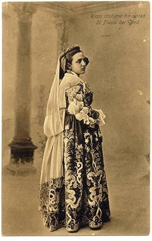 Piana dei Greci Palermo Sicily Woman traditional dress PC Heliogravure 1908 S250