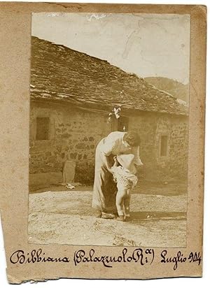 Bibbiana Palazzuolo Arezzo Mother with seminude child small silver photo 1904