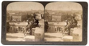 Stereo view Rome Mount Pincio People Costume Underwood Stereocard Roma 1905 S520