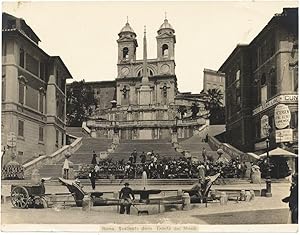 Rome Trinità dei Monti Piazza di Spagna Fountain Original silver photo 1900c