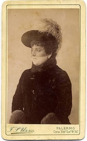 Carte de visite Theater Actress or Opera singer not identified 1890c F. P. Uzzo Palermo S234