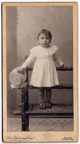 Gelatin silver Palermo portrait of a childe hat Photo Interguglielmi 1900c S724