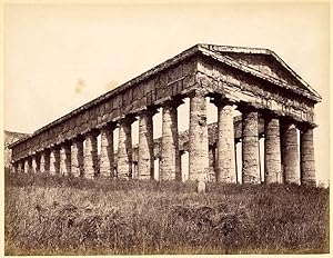 Very old Segesta Sicily temple Large vintage albumen photo Excellent 1860c XL98