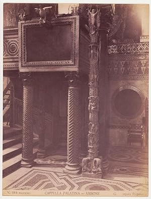 Original albumen photo Palermo palatine Chapel Ambo 1880c G.Incorpora L386