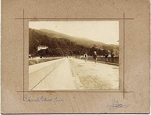 Pistoia Bridge St Marcello Pistoiese Small collodion photo mounted on card 1900c