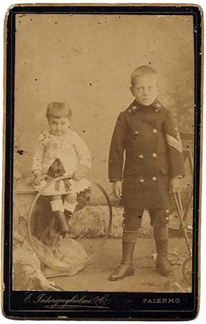 Small Cabinet Children with toy Albumen photo Interguglielmi Palermo 1895c S179