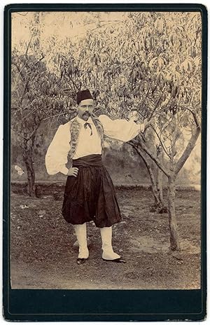 Cabinet Bulgaria Albania Greece or Turkey Man in ethnic costume 1890c S985