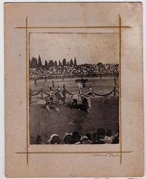 Historic parade Original gelatin silver photo 1900c riders and horses Vi10