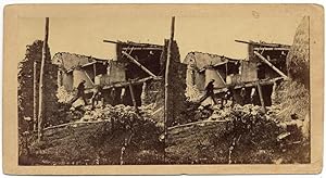 Photograph A. Bernoud 1857 Basilicata earthquake Very rare unpublished Stereo card S1040
