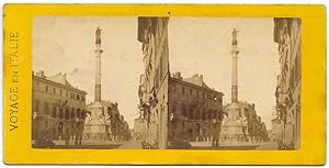 Rome Column Piazza di Spagna Rare Stereo card Albumen photo 1860c S1063