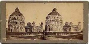 Van Lint Pisa Duomo and Baptistery Rare Stereo card Albumen photo 1862c S1075