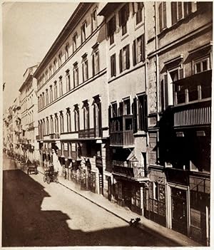 Rome Via Cavour Small original albumen photo 1860c Roma