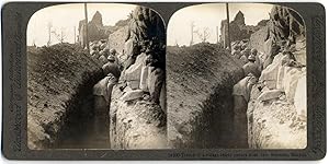 World war1 1915-18 Trench in village Biaches Battle of the Somme Stereoview S545